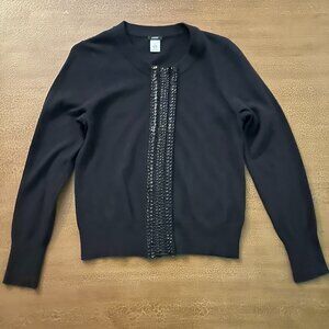 J Crew Cashmere Wool Blend Black Sequin Cardigan  - Size Medium